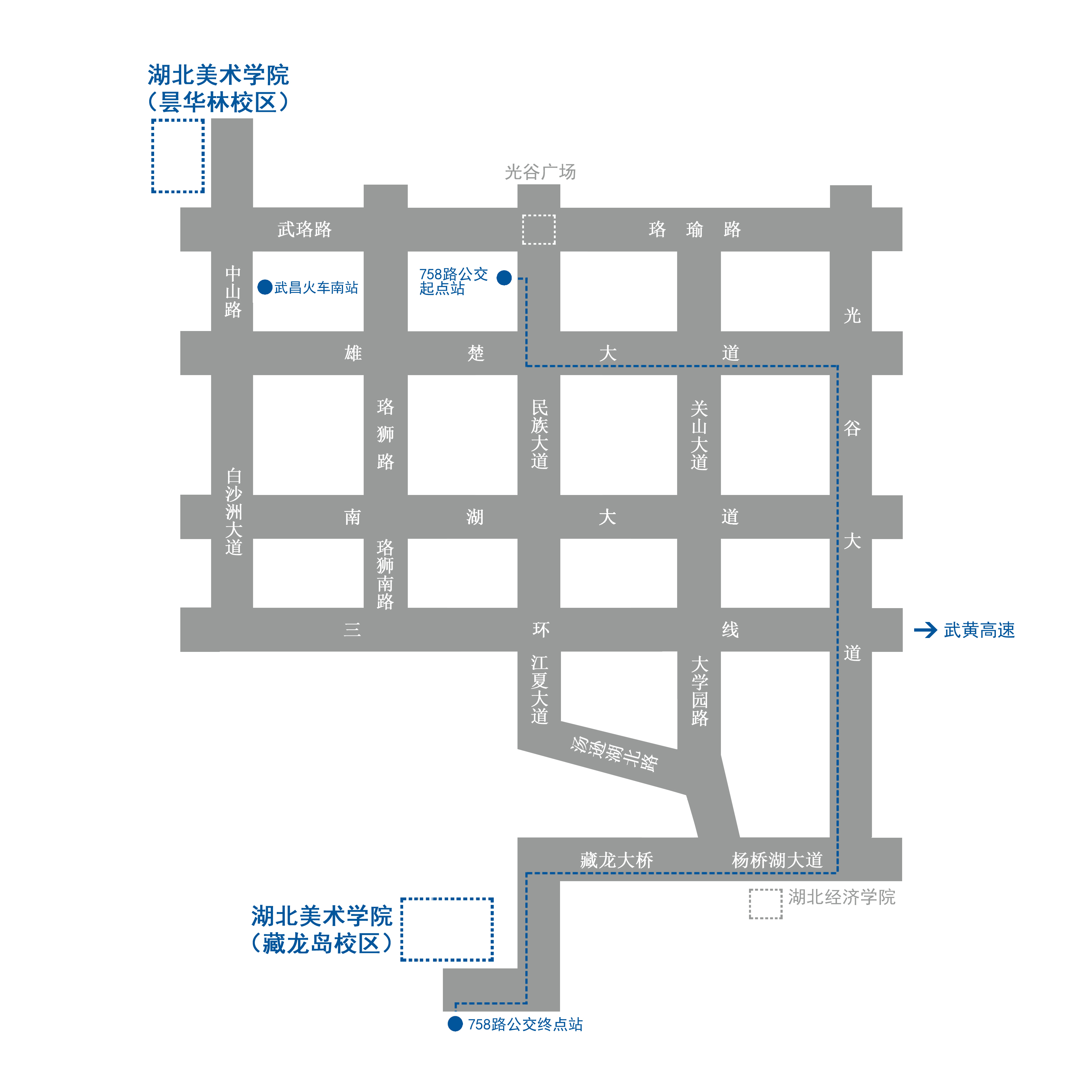 湖北美术学院地理导向图 湖北美术学院地理导向图